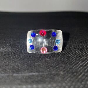 Clear ring with rhinestones